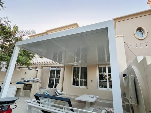Nimbus waterproof pergola with integrated lighting