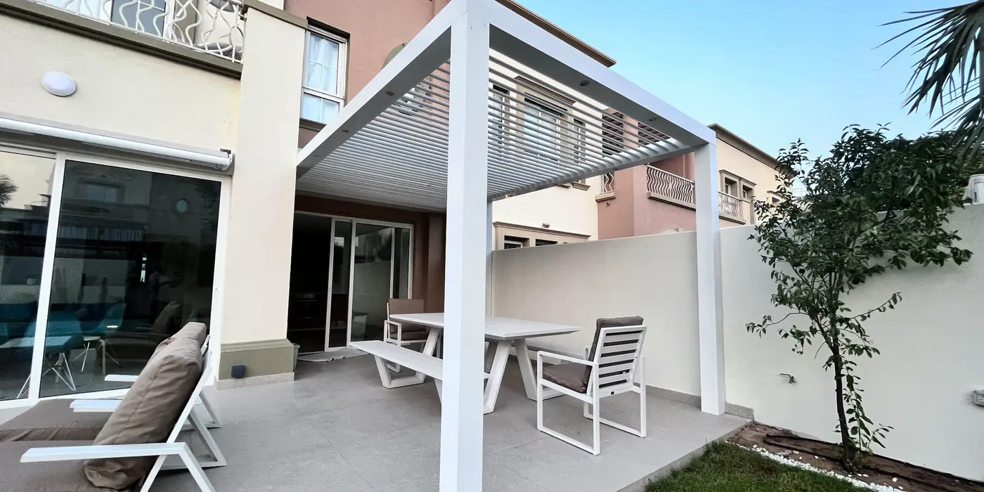 Liwa wall mounted pergola in Meadows, Dubai