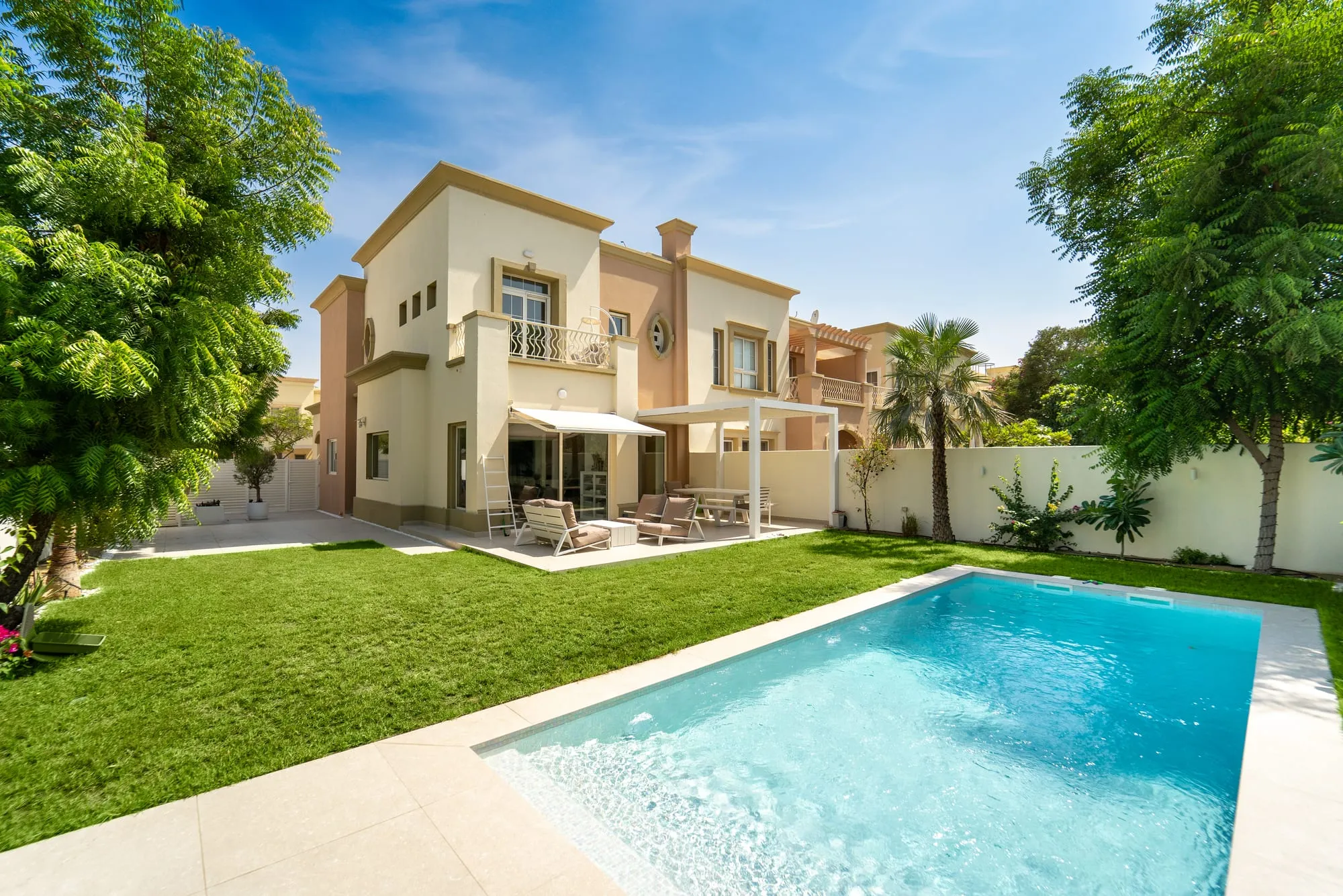The villa in The Springs with its garden and pool